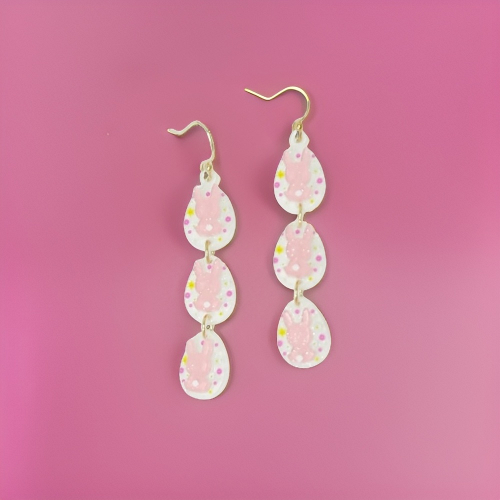 Easter Bunny Acrylic Earrings Pink